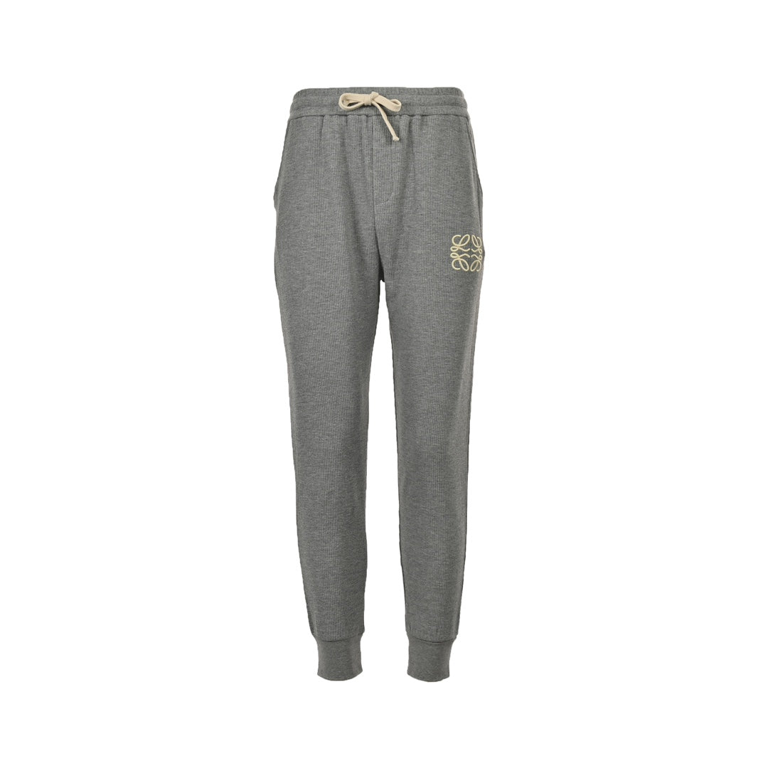 embroidered logo waffle trousers