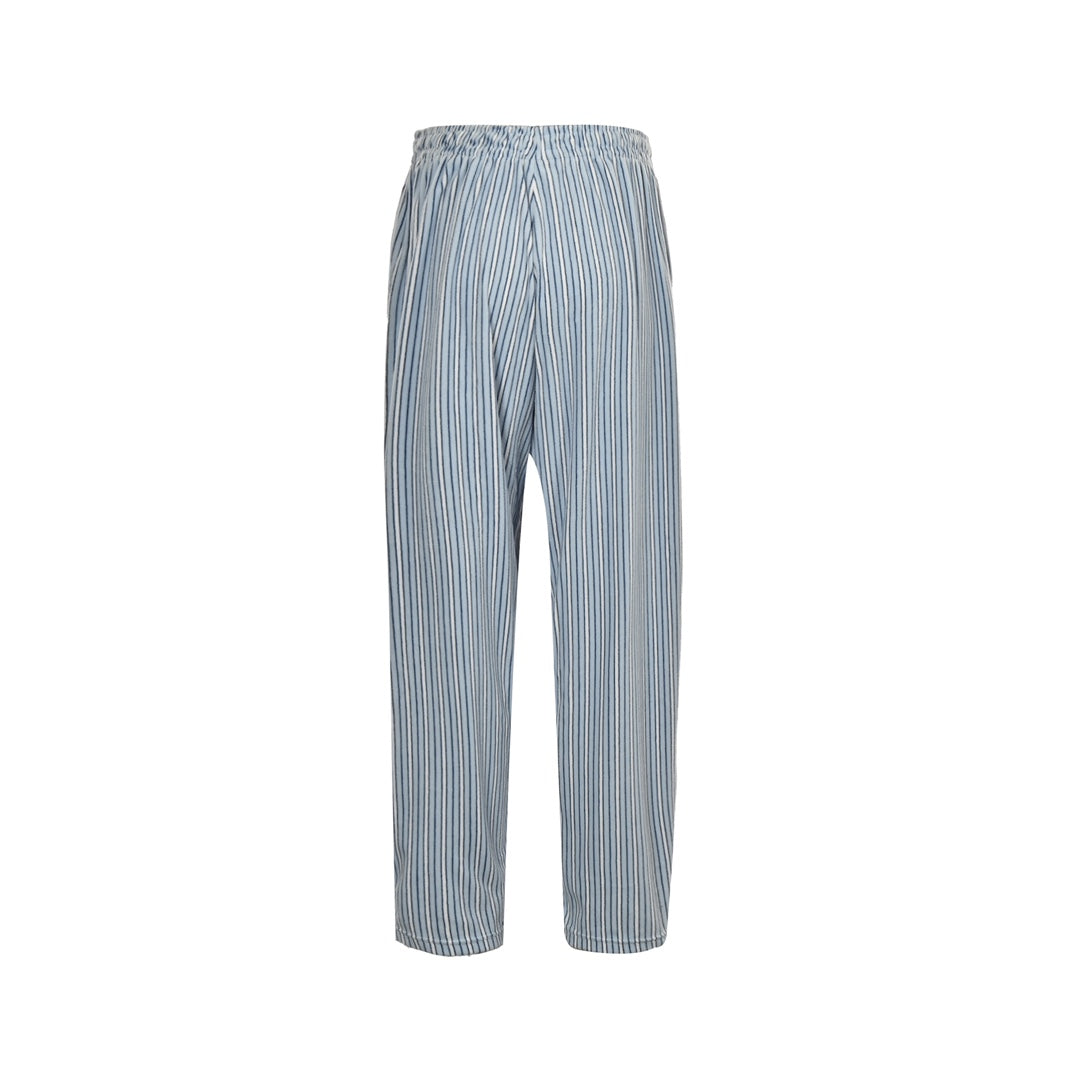 blue striped plush trousers