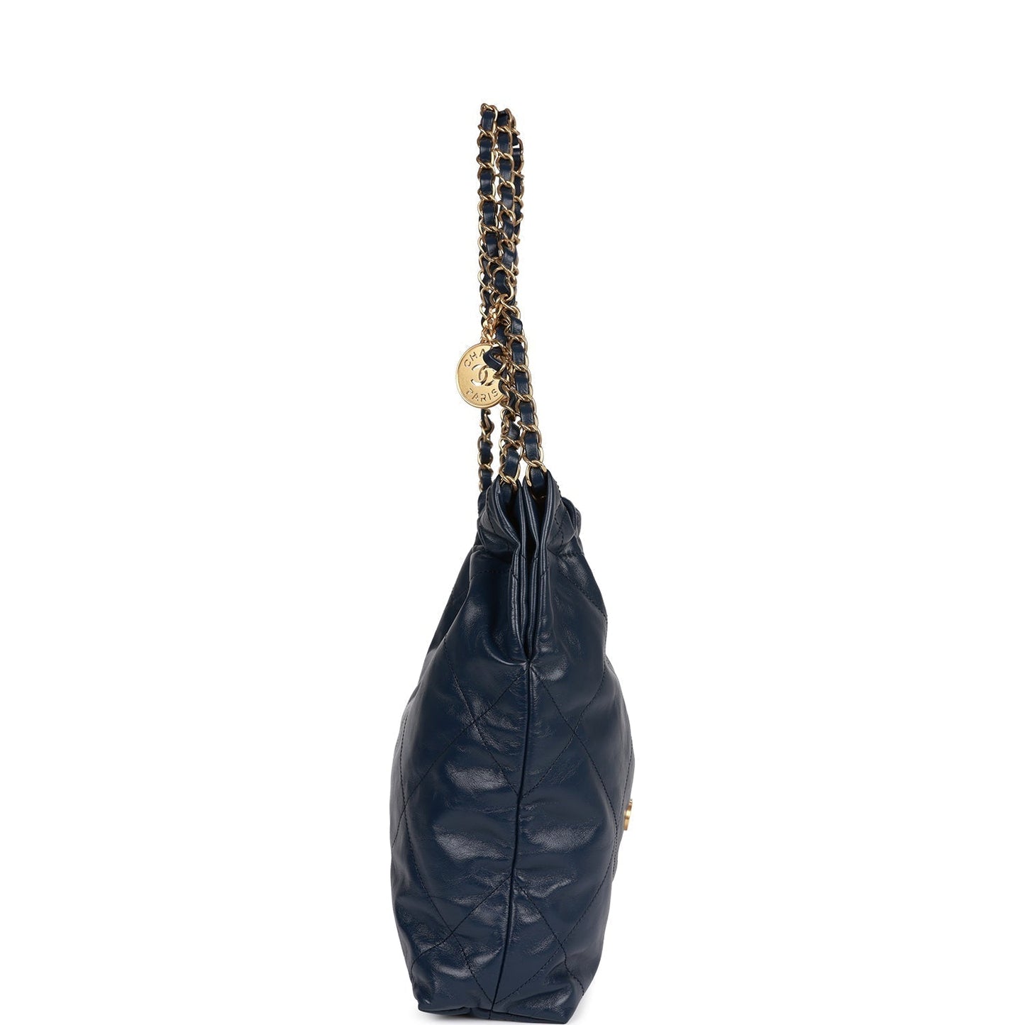 Large 22 Bag Navy Lambskin Antique Gold Hardware（46×45×10cm）