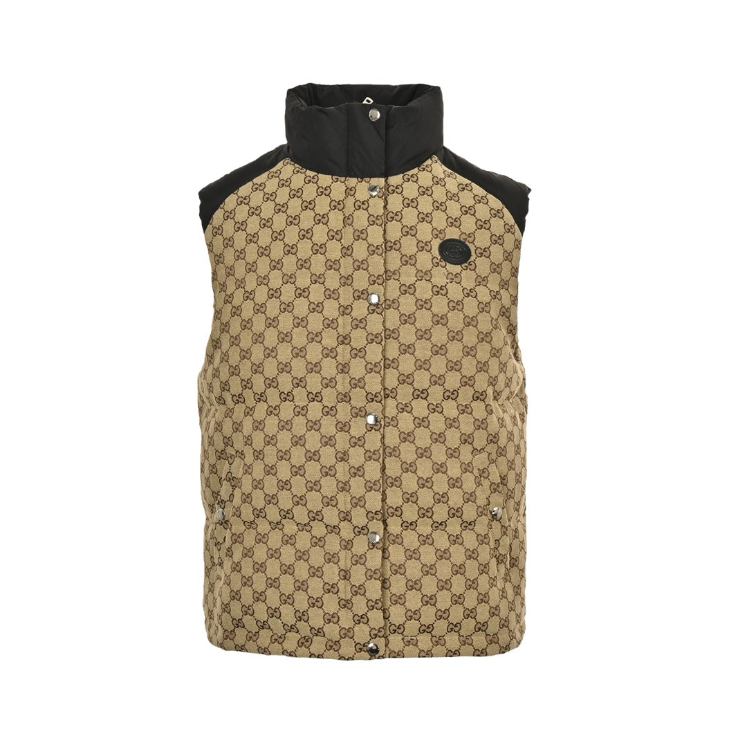 Full-print jacquard monogram stitching down vest