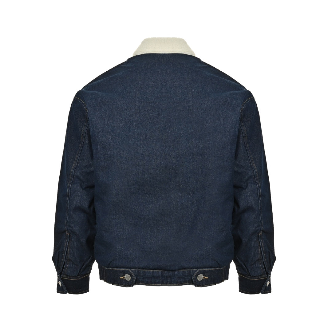 Denim lambswool lapel jacket