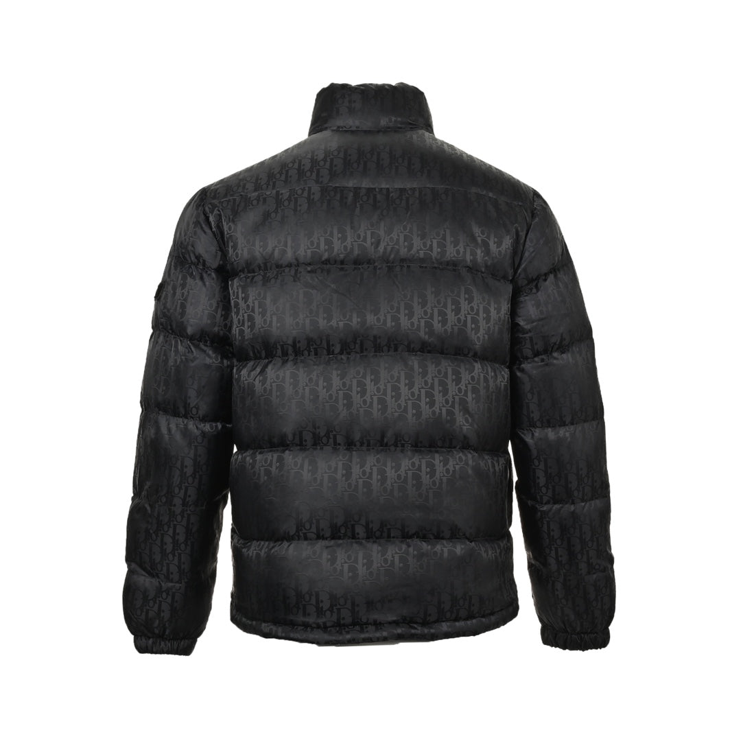 Down jacket with all-over dark pattern and monogram