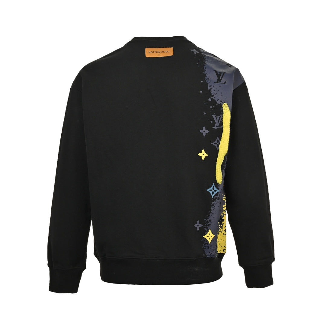 Ink-splashed monogram print crew neck sweatshirt