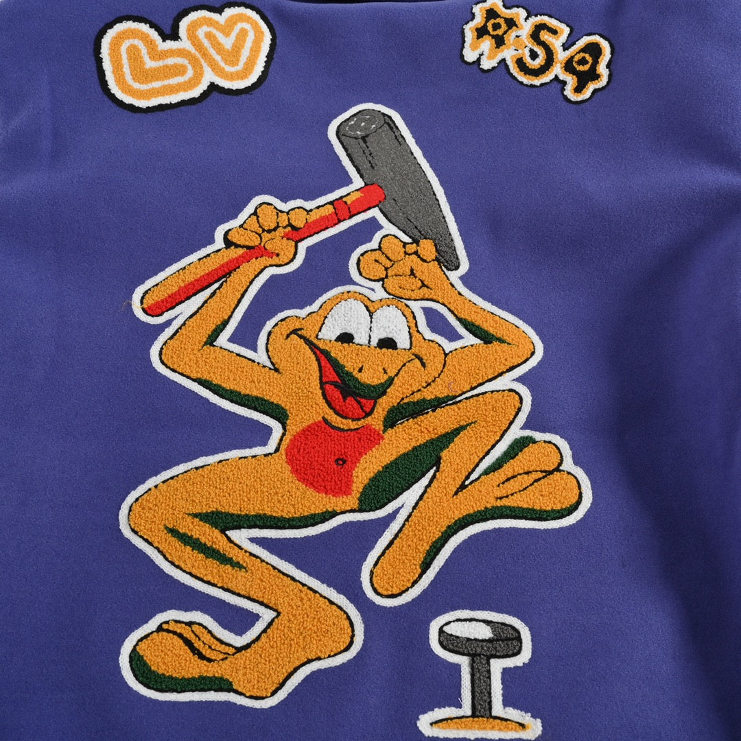 Towel embroidered letter frog baseball jacket