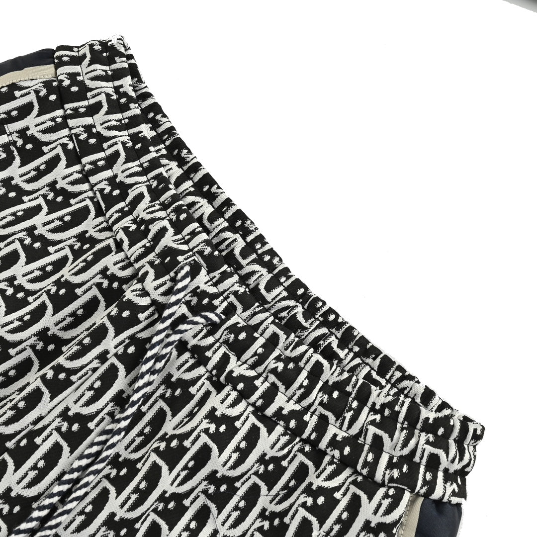 Allover printed jacquard side webbing trousers