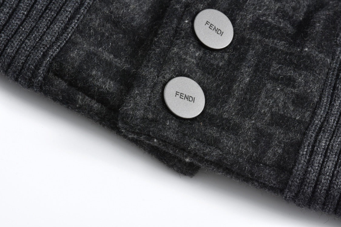 Reversible wool all-over logo jacket