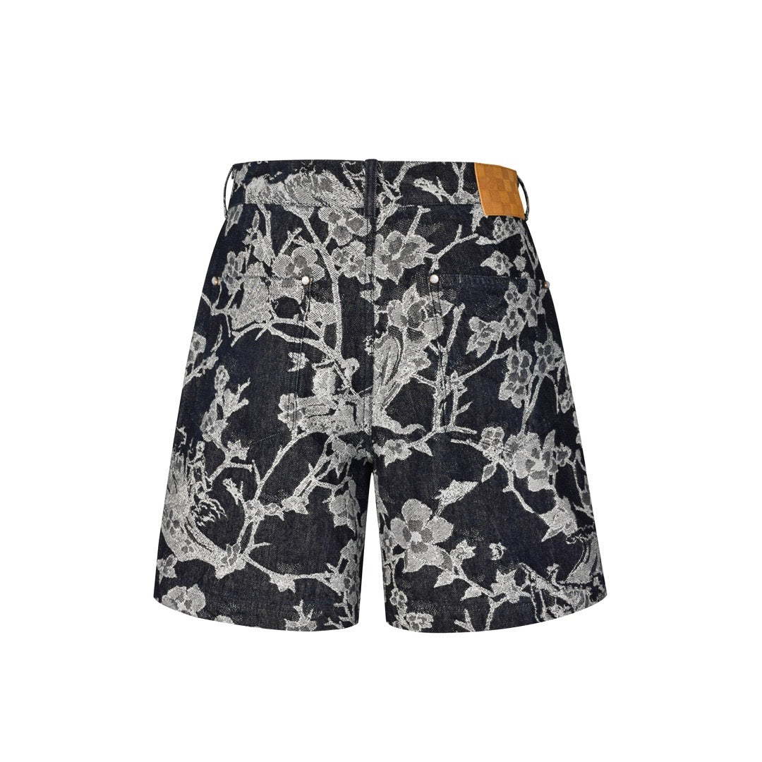 1V jacquard denim short