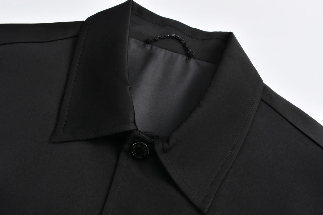 Technical fabric pleated lapel jacket