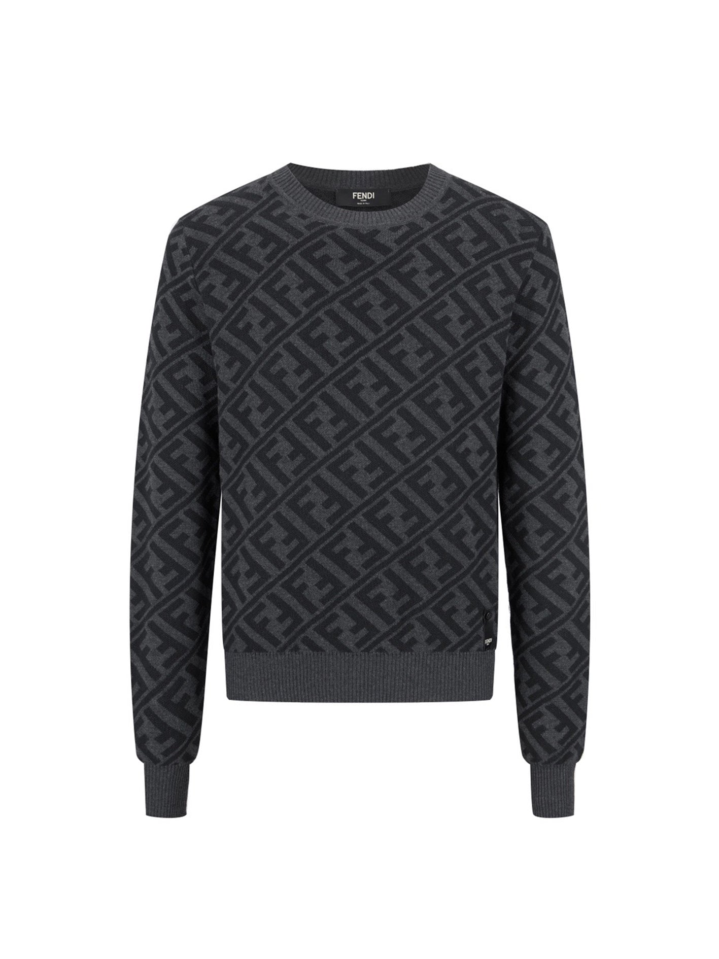 Twill all over print crew neck sweater