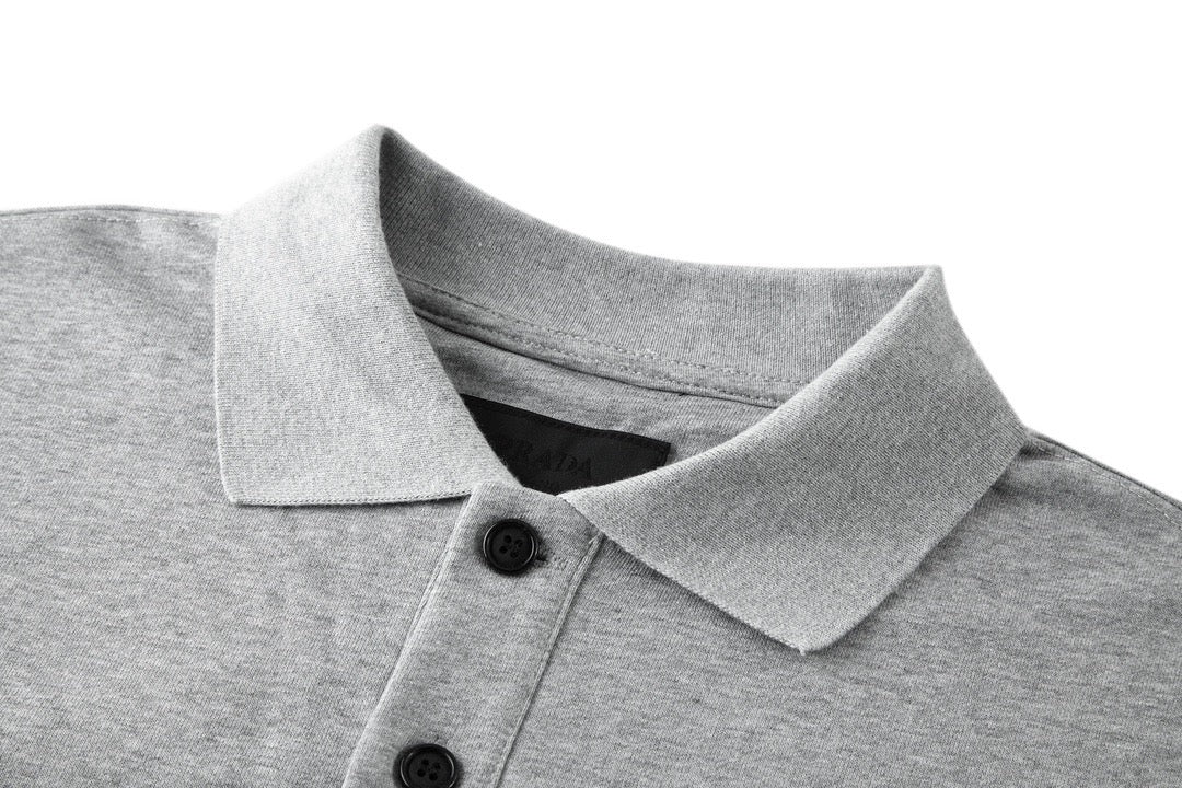 Flocked polo sweatshirt (grey)