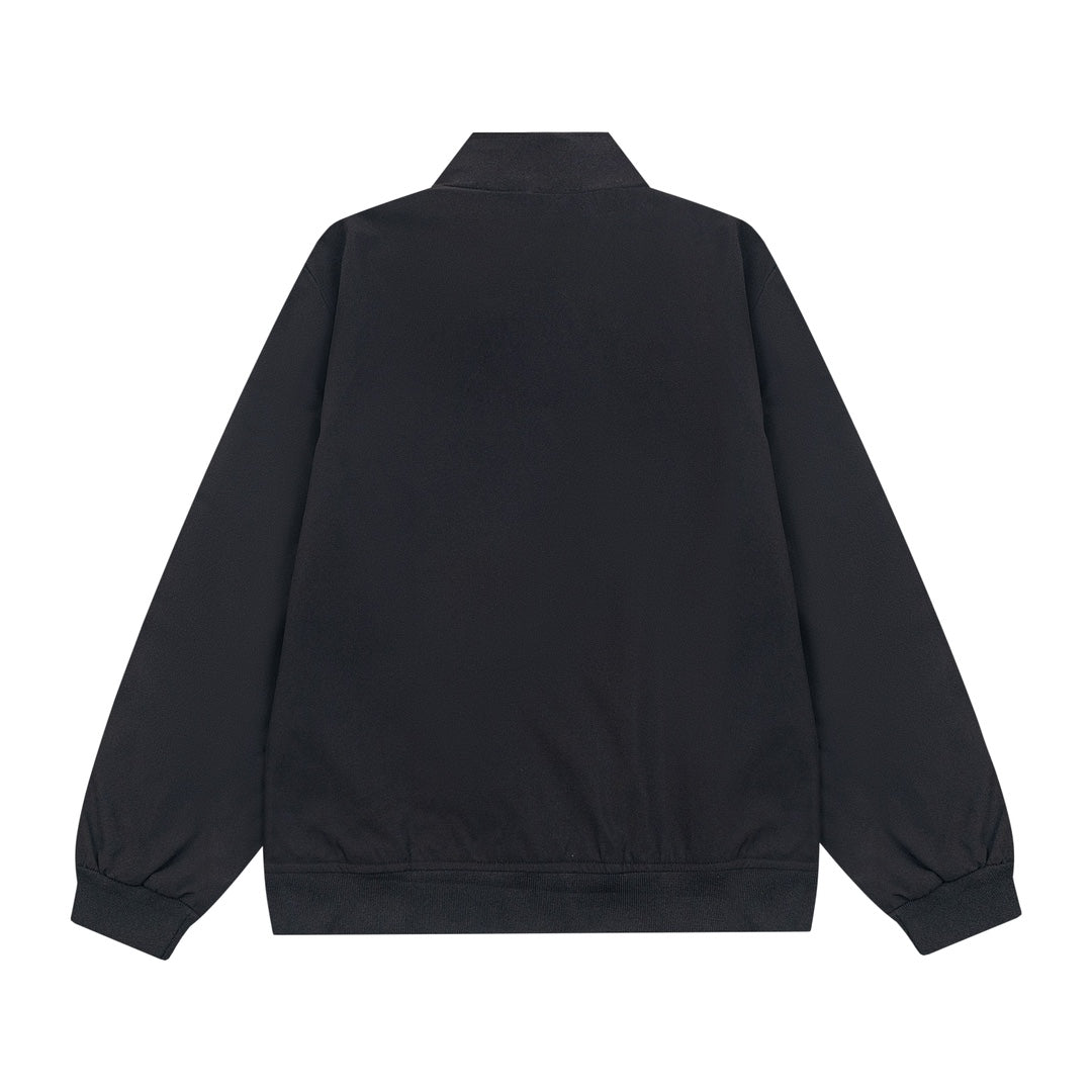 Stand-up collar jacket with metal logo jacket