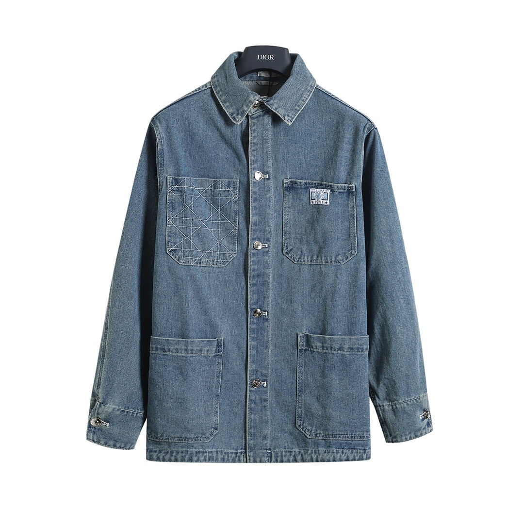 Unisex denim jacket in light luxury style