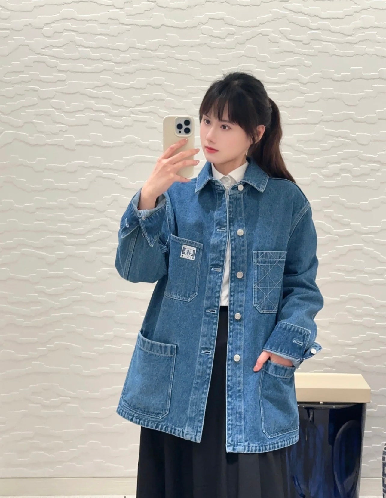 Unisex denim jacket in light luxury style