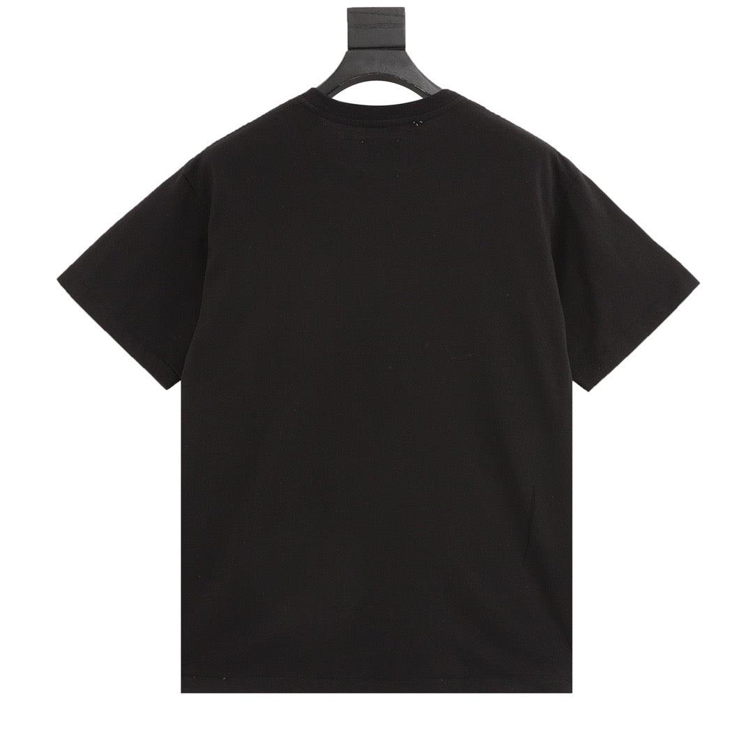 Black short-sleeved knitted T-shirt