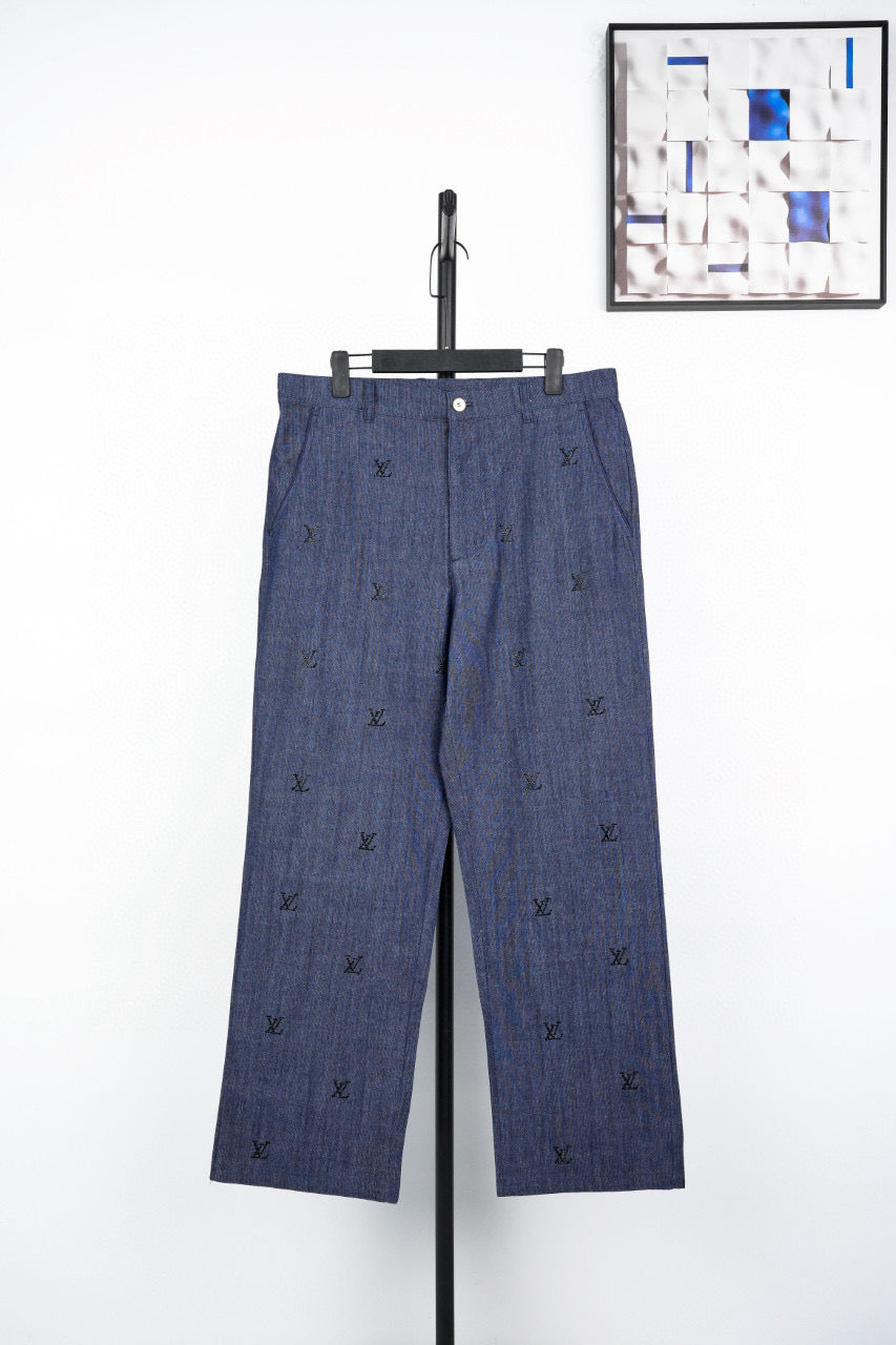 1V 2025new rhinestones blason pants