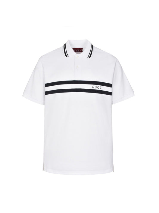 printed striped polo shirt