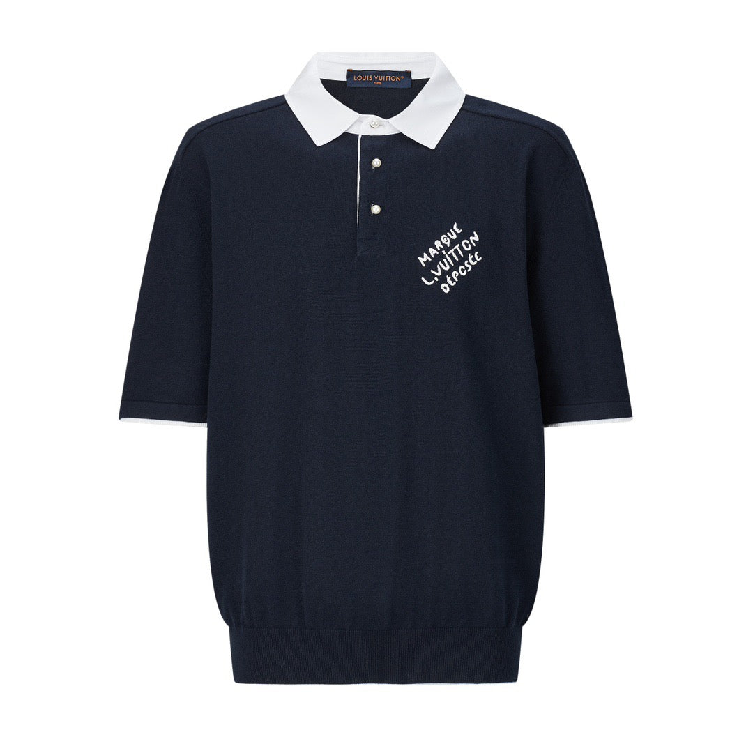 Pearl button woolen polo shirt