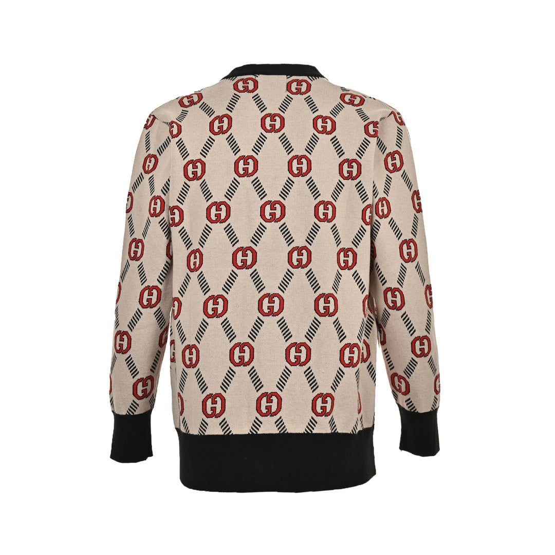 All over print double G jacquard cardigan sweater