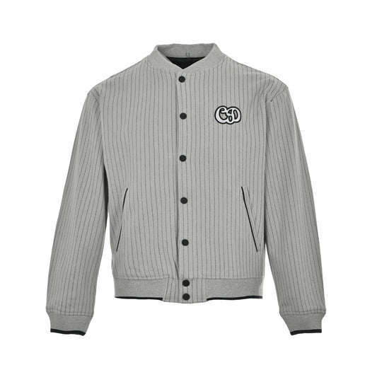 Baseball jacket with vertical stripes embroidered on the front and back