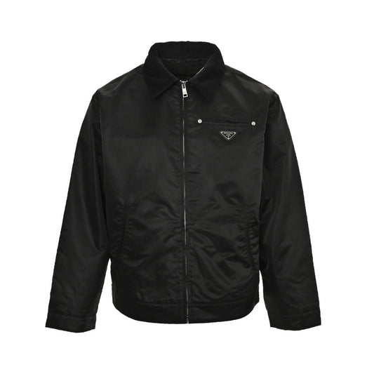 Corduroy collar recycled nylon padded jacket