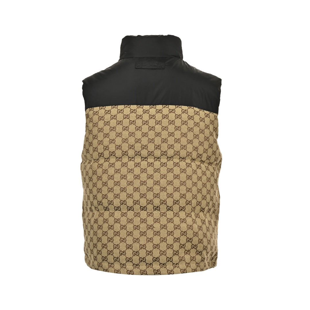 Full-print jacquard monogram stitching down vest