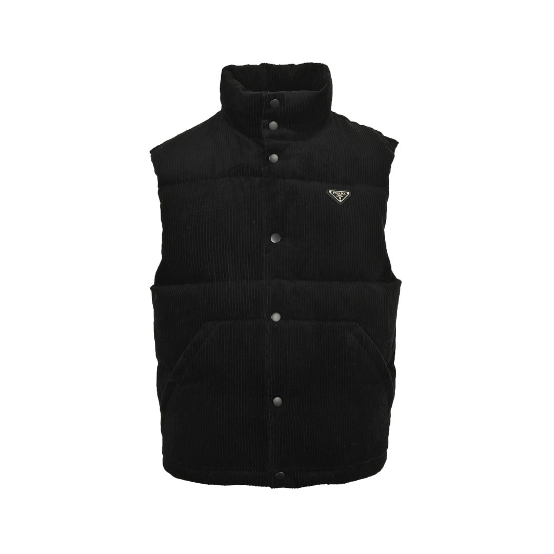 Triangle logo corduroy down vest