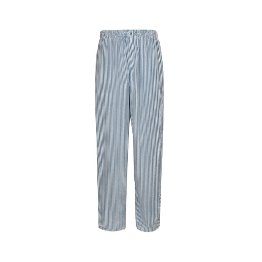 blue striped plush trousers