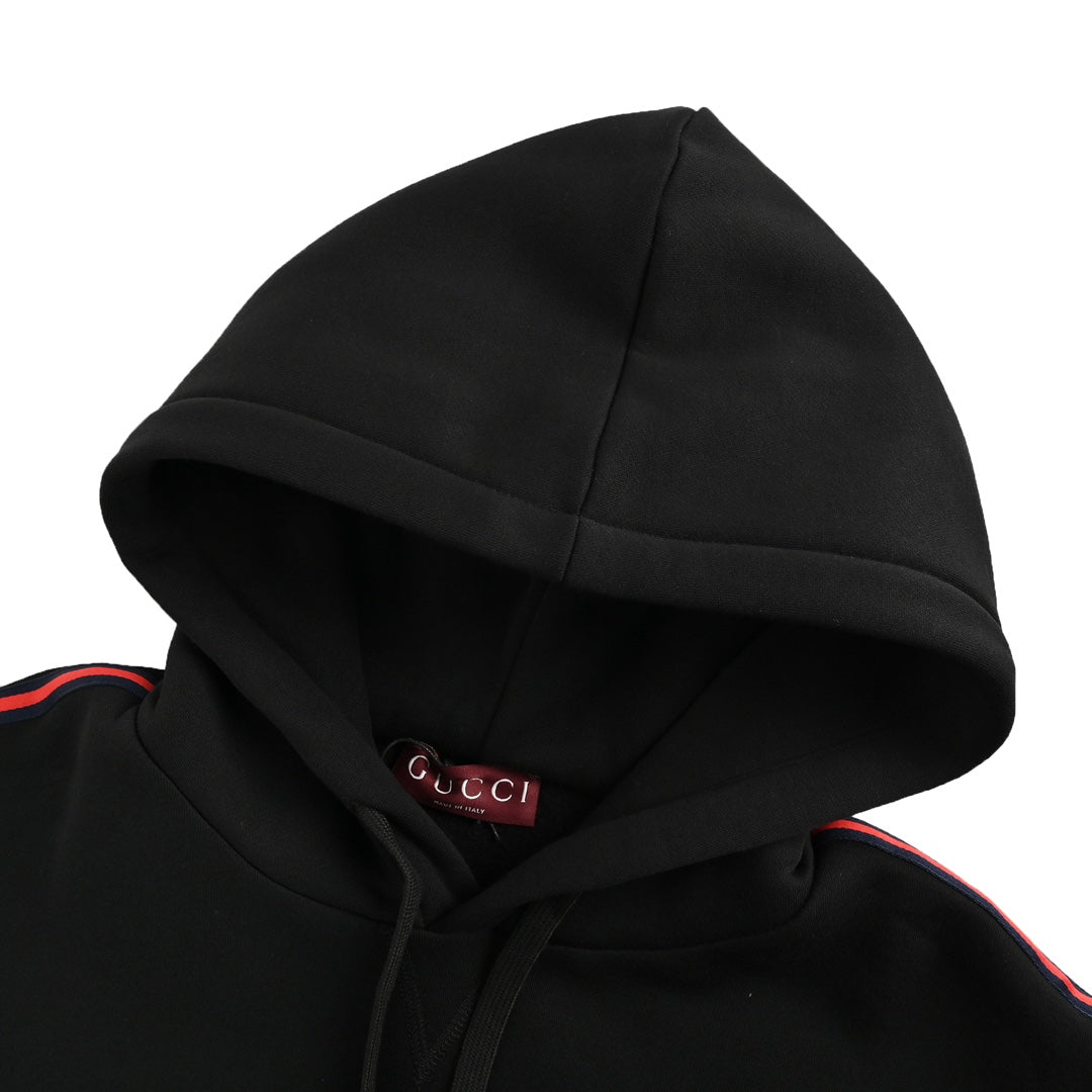 Black webbing suit hooded sweatshirt