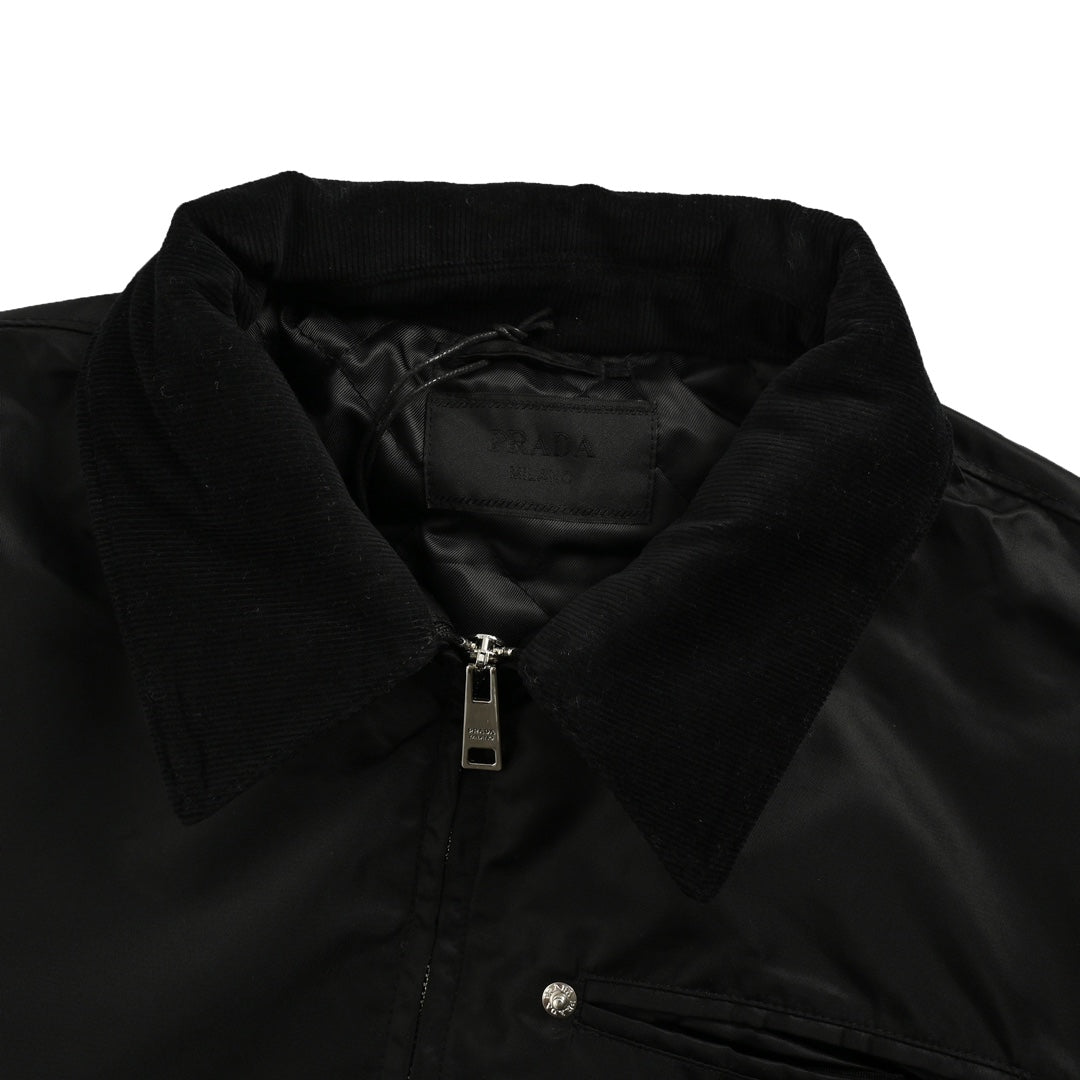 Corduroy collar recycled nylon padded jacket