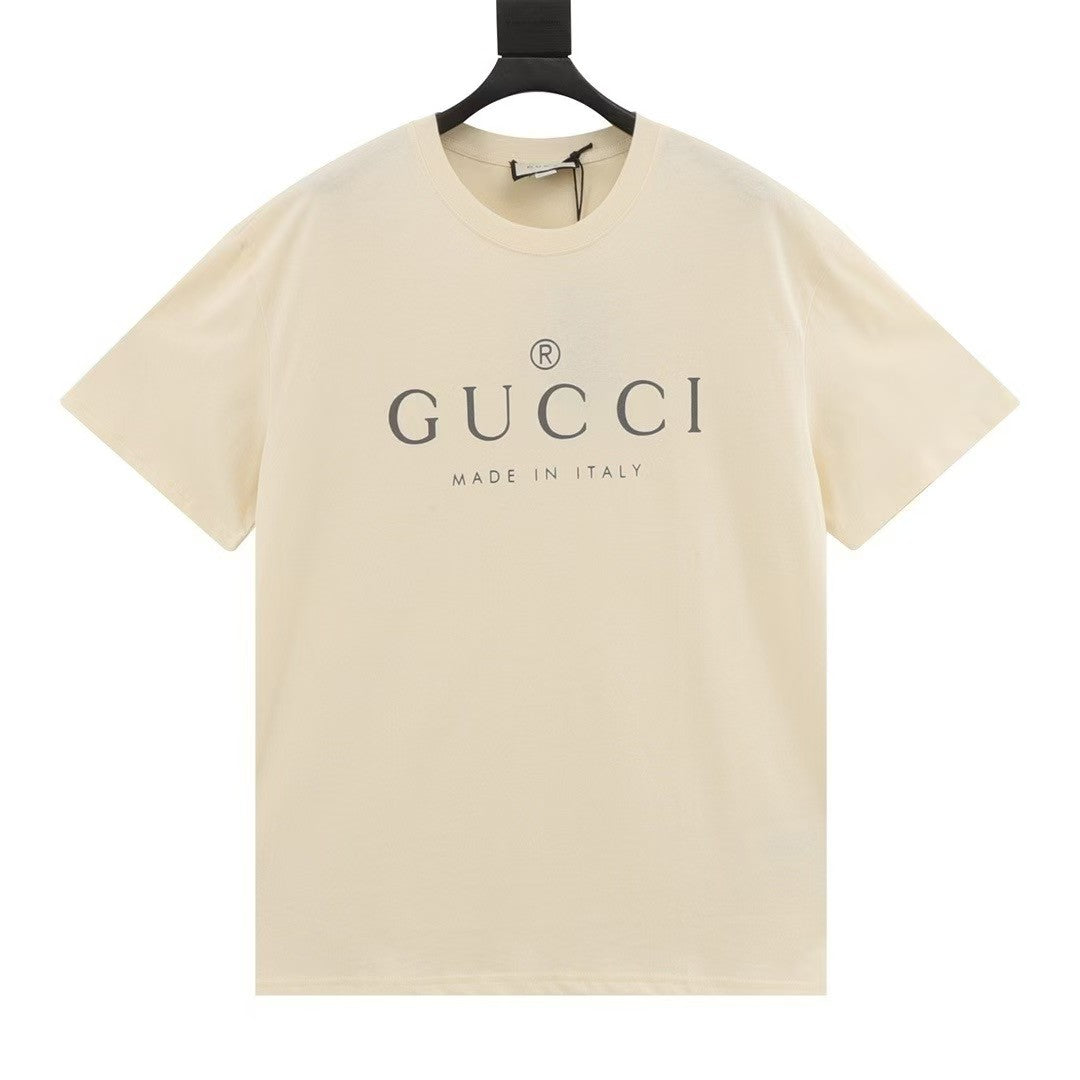 Light yellow letter short sleeves