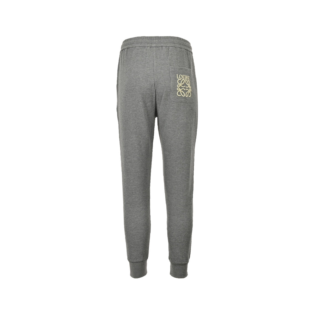 embroidered logo waffle trousers