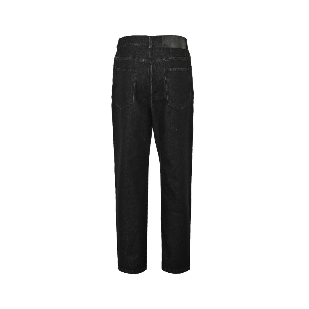 Hollow patch logo suit denim trousers