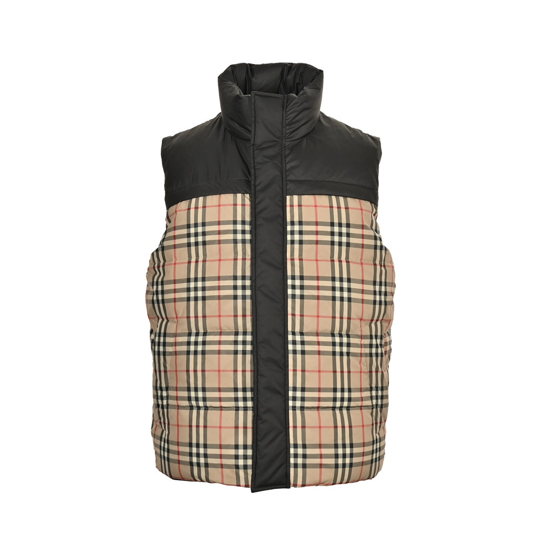 Check reversible down vest