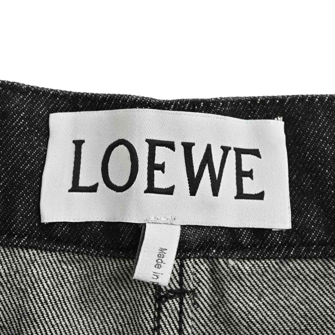 Hollow patch logo suit denim trousers