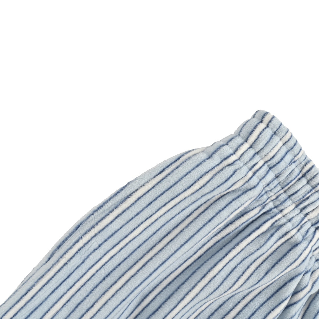 blue striped plush trousers