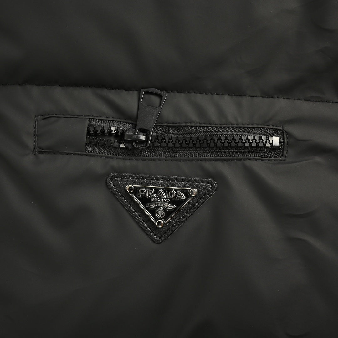 Triangle logo stand collar cotton jacket