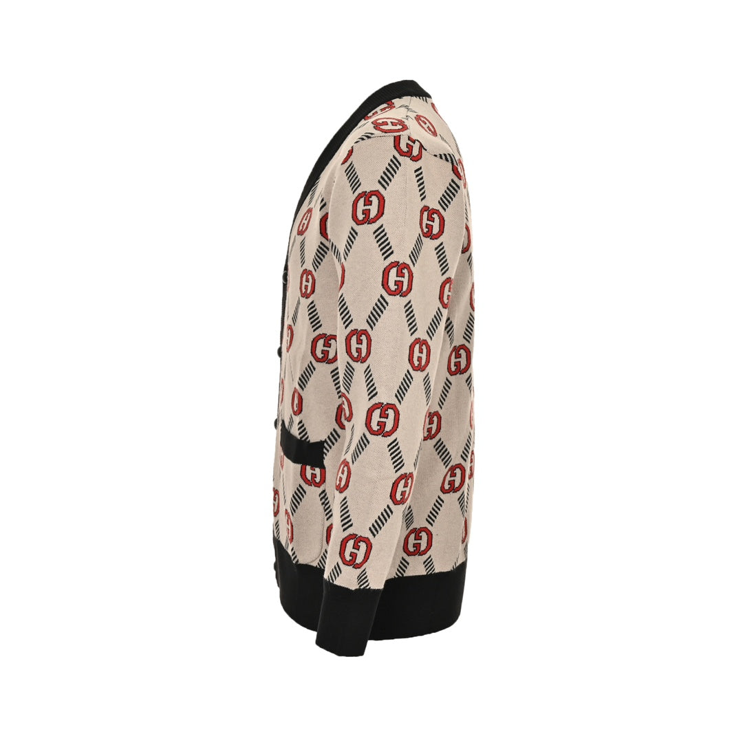 All over print double G jacquard cardigan sweater