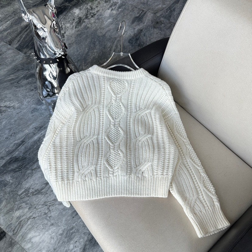 Super beautiful large logo exquisite embroidered knitted sweater