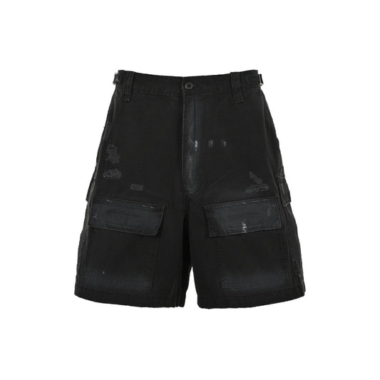 Washed workwear pocket shorts