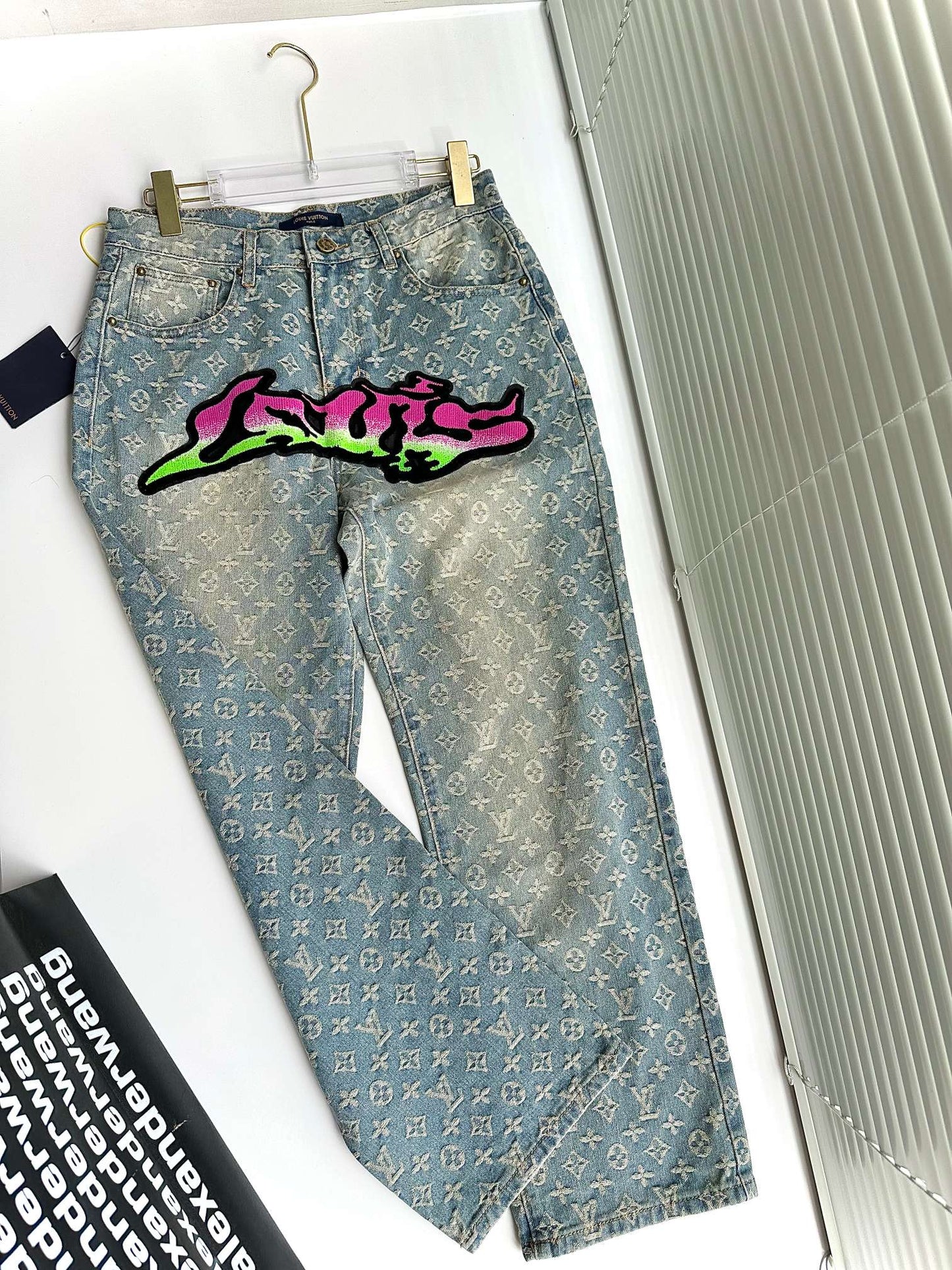 L's Big Pink And Green Logo Pants