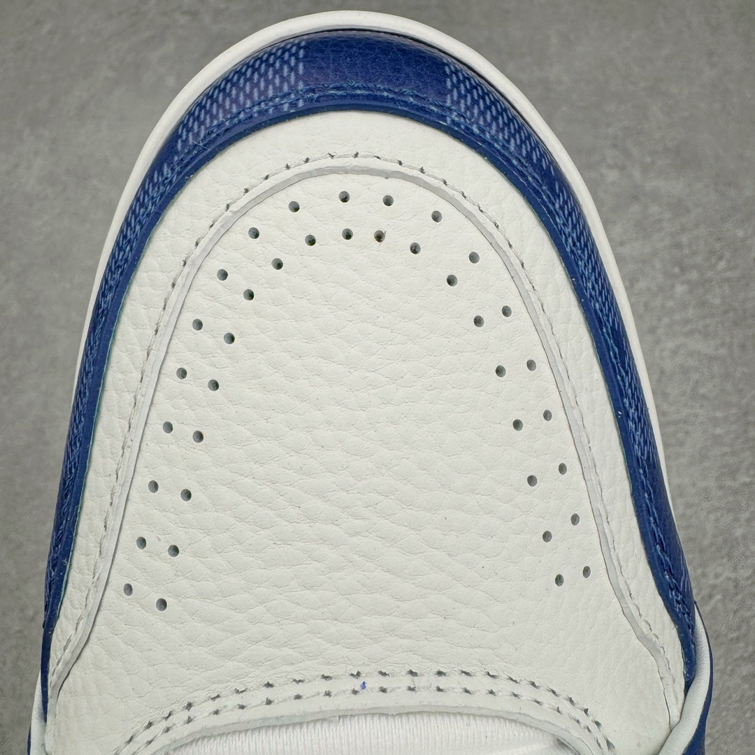 L's Blue Grid Figure Leather Sneakers