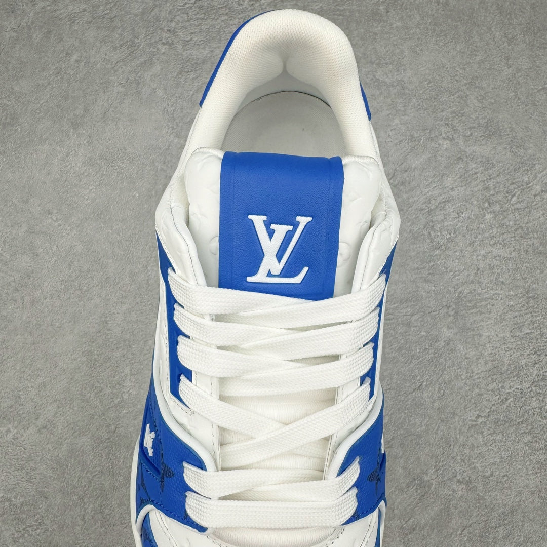 L's Sky Blue And White Pattern Sneakers