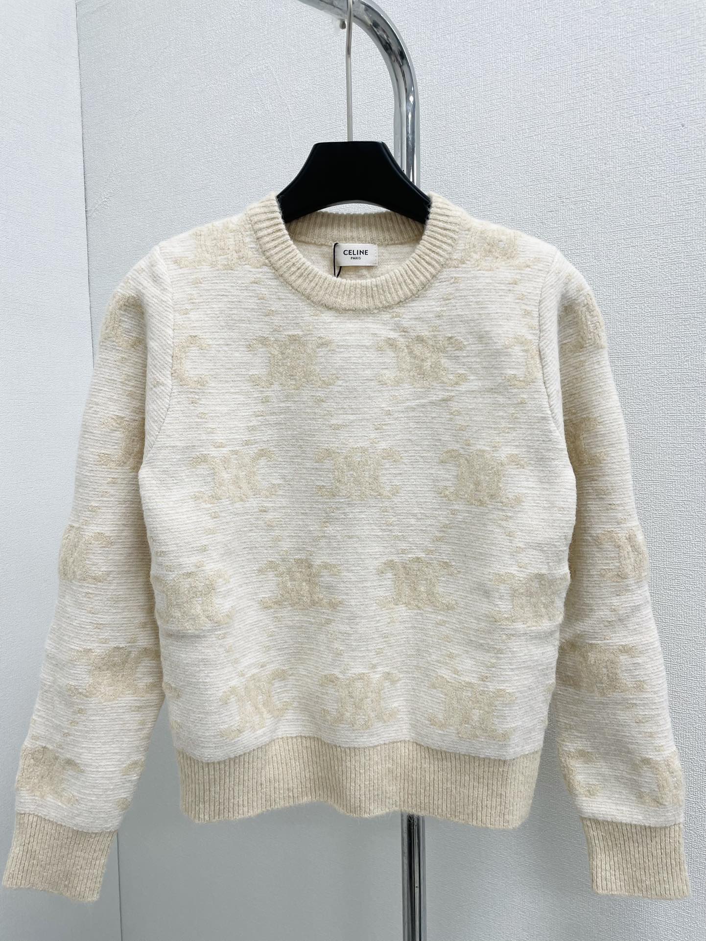 printed logo ribbed long-sleeved sweater